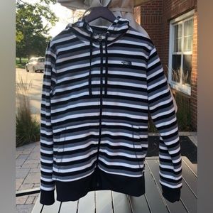 Women’s Northface black, gray, white hoodie fleece zip XL